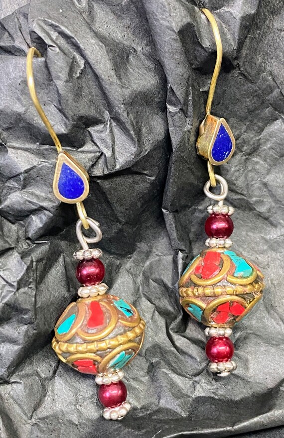 Native American Mosaic Inlay Multi-Color 2" Dangl… - image 5