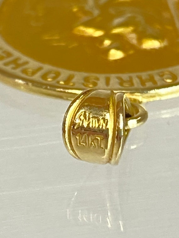 Solid 14K Yellow Gold 21mm Saint Christopher Prot… - image 2