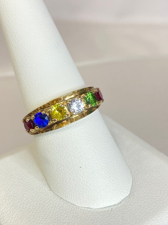 10K Yellow Gold Rainbow Sapphire Multi-Stone Semi-