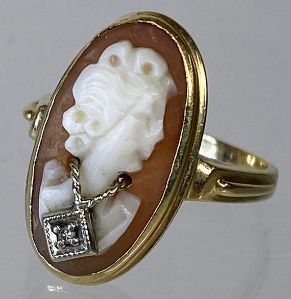 Antique 10K Yellow Gold Victorian Cameo Wearing D… - image 9