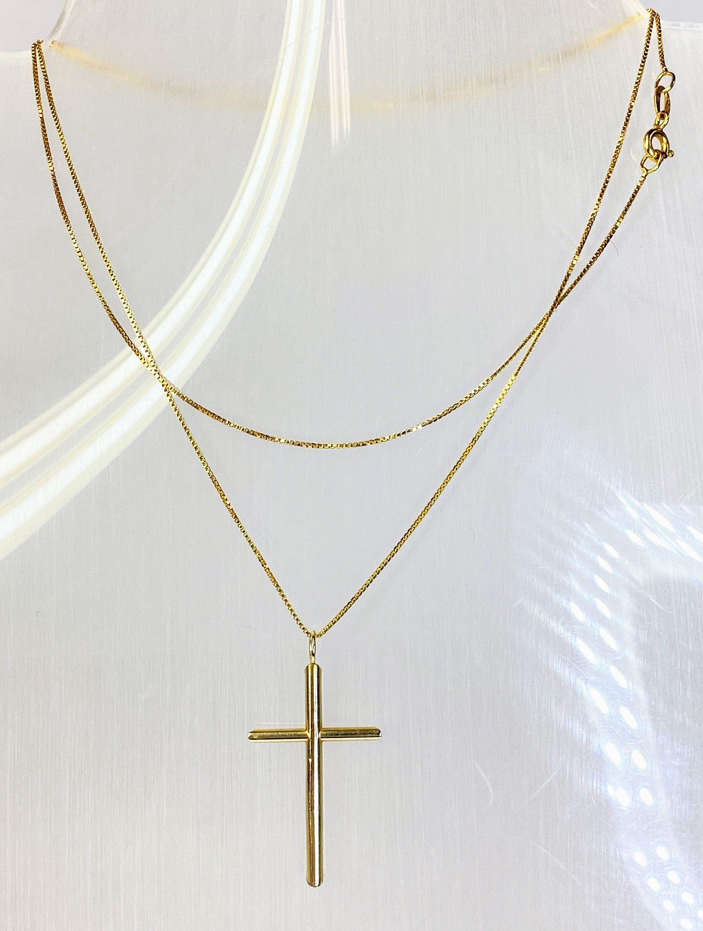 Elegant 14k Gold Christian Cross Pendant Necklace With 24-inch Box ...