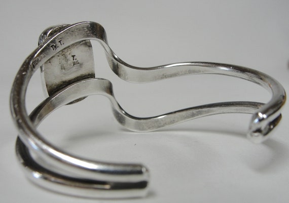 Womens Natural Turquoise Cabochon Cuff Signed Ty.… - image 2