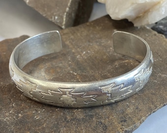 Antique Vtg Navajo Native Sterling Silver Whirling Log Fred Harvey