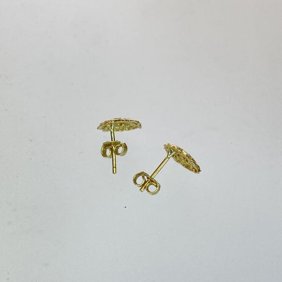 10K Yellow Gold Nugget Texture Button Style Women… - image 8