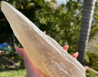 3lb Natural Citrine Cathedral Point, Laser Quartz, Brazil, Manifestation Crystal, Abundance Stone