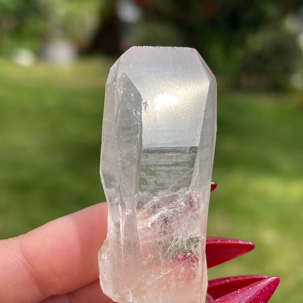 Dauphine Habit Clear Lemurian Seed Crystal from Serra do Cabral, Brazil