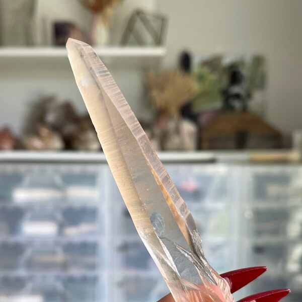 Artemis Extra-Long Tangerine Lemurian Seed Crystal from Serra do Cabral, Brazil