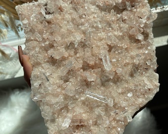 4+lb Large Pink Samadhi Himalayan Quartz Cluster, Samadhi Himalayan Quartz, Himalayan Quartz, Pink Samadhi Quartz, pink Himalayan quartz
