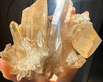 1+lb Smoky/Tangerine Lemurian Cluster: rare Twin Flame + Portal formations