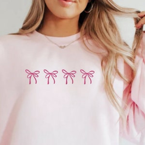 Coquette Embroidered Bow Sweatshirt, Coquette Bow Crewneck, Embroidered Coquette Sweatshirt, Coquette Embroidery, Coquette Aesthetic Shirt