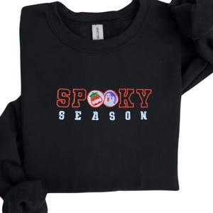 Embroidered Halloween Cookies Spooky Season Sweatshirt | Y2K Halloween Crewneck | Trendy Halloween Sweatshirt | 90s Halloween Embroidered