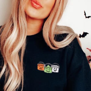 Embroidered Halloween Bucket Sweatshirt, Boo Bucket Sweatshirt, Nostalgic Halloween, Vintage Halloween Shirt, Embroidered Bucket Crewneck