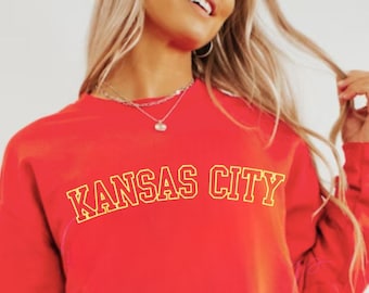 Embroidered Kansas City Sweatshirt, Embroidered Kansas City Crewneck, Kansas City Football, Kansas City Shirt, Kansas City Clothing
