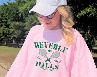 Beverly Hills Tennis Club Sweatshirt, Preppy Crewneck