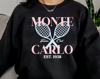 Monte Carlo Tennis Club Sweatshirt Preppy Aesthetic Shirt Trendy Crewneck Country Club Vintage Style Sweatshirt