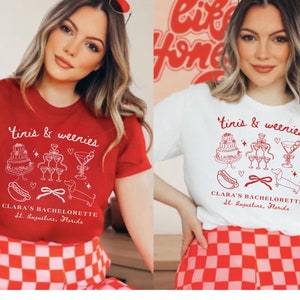 Tinis and Weenies Bachelorette Shirt, Fourth of July Bachelorette, Dachshund Bachelorette Shirt, Hot Dog Bachelorette Shirt, Martini Shirt