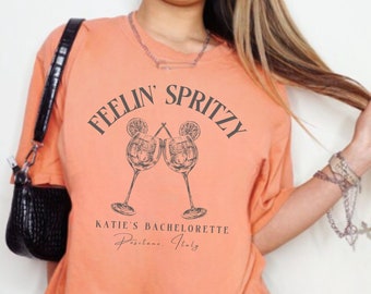 Customized Aperol Spritz Bachelorette Shirt, Love at First Spritz Shirt, Feelin Spritzy Shirt, Italy Bachelorette Shirts, Summer in Italy