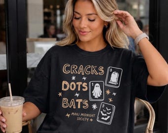 Halloween Mahjong Shirt, Spooky Mahj Club Shirt, Midnight Mahj Society, Halloween Mahj T-Shirt, Ghost Mahjong, Cracks Dots Bats