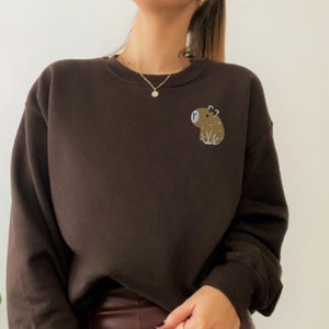Embroidered Capybara Sweatshirt, Embroidered Capybara Crewneck, Capybara Sweater, Funny Embroidered Capybara, Capybara Lover, Cute Capybara
