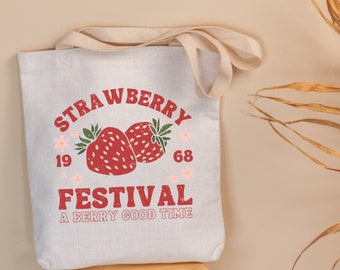 Bolsa de festival de fresa, bolsa de fresa, bolsa de fresa reutilizable, bolsa de supermercado de fresa reutilizable, bolsa de mercado de agricultores, bolsa de biblioteca