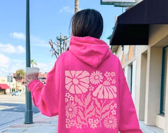 Pressed Flowers Hoodie, Oversized Wildflowers Hoodie, Flower Market Aesthetic Hoodie, Boho Flowers Hoodie, Cottagecore Hoodie, Aesthetic