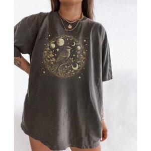 Celestial Bird Comfort Colors Shirt, Comfort Colors Night Sky Bird Shirt, Bohemian Bird T-Shirt, Oversized Comfort Colors Bird Tee