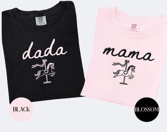 First Go Round Carousel Themed Birthday Party Shirts for Mama and Dada, Mama Carousel Shirt, Matching Mom and Dad First Go Round Shirts