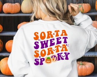 Halloween Cookie Sweatshirt, Halloween Cookie Print Crewneck, Sorta Sweet Sorta Spooky Sweatshirt, Retro Halloween Sweatshirt, Y2K Halloween