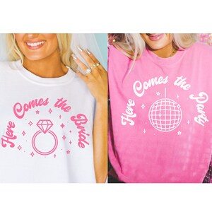 Comfort Colors Bachelorette Shirt, Here Comes the Bride, Here Comes the Party, Disco Cowgirl, Space Cowgirl, Last Disco, Retro Boho Party