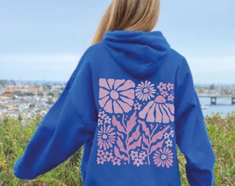 Pressed Flowers Hoodie, Oversized Wildflowers Hoodie, Flower Market Aesthetic Hoodie, Boho Flowers Hoodie, Cottagecore Hoodie, Aesthetic