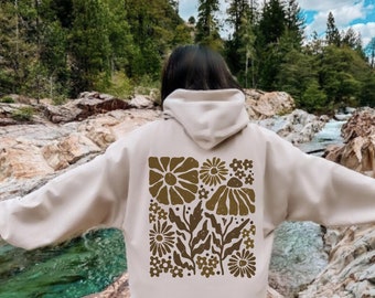 Pressed Flowers Hoodie, Oversized Wildflowers Hoodie, Flower Market Aesthetic Hoodie, Boho Flowers Hoodie, Cottagecore Hoodie, Aesthetic
