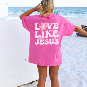Love Like Jesus Pink Bow Long Sleeve Christian T Shirts Love Like Jesus Pink Bow Long Sleeve Christian T Shirts