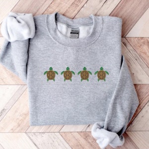 Embroidered Turtle Sweatshirt, Embroidered Turtle Crewneck, Turtle Shirt, Gift for Turtle Lover, Turtle Gift, Turtle Sweater, Turtle Outfit