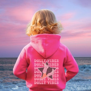Youth Hot Pink Hoodie, Pink Hoodie for Kids, Pink Sweatshirt for Daughter, Dolly Vibes Sweatshirt, Dolly Kids Sweatshirt, Matching Hoodies