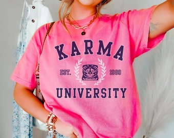 Karma Cat University Shirt, Karma University, Comfort Colors, Scottish Fold, Retro Cat Shirt, Karma Concert Shirt, Oversized Concert Tee