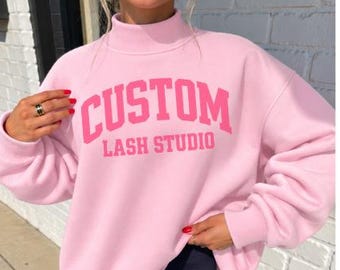Custom Lash Tech Mockneck,  Personalized Lash Studio Mockneck, Lash Studio Owner Gift, Lash Tech Gift