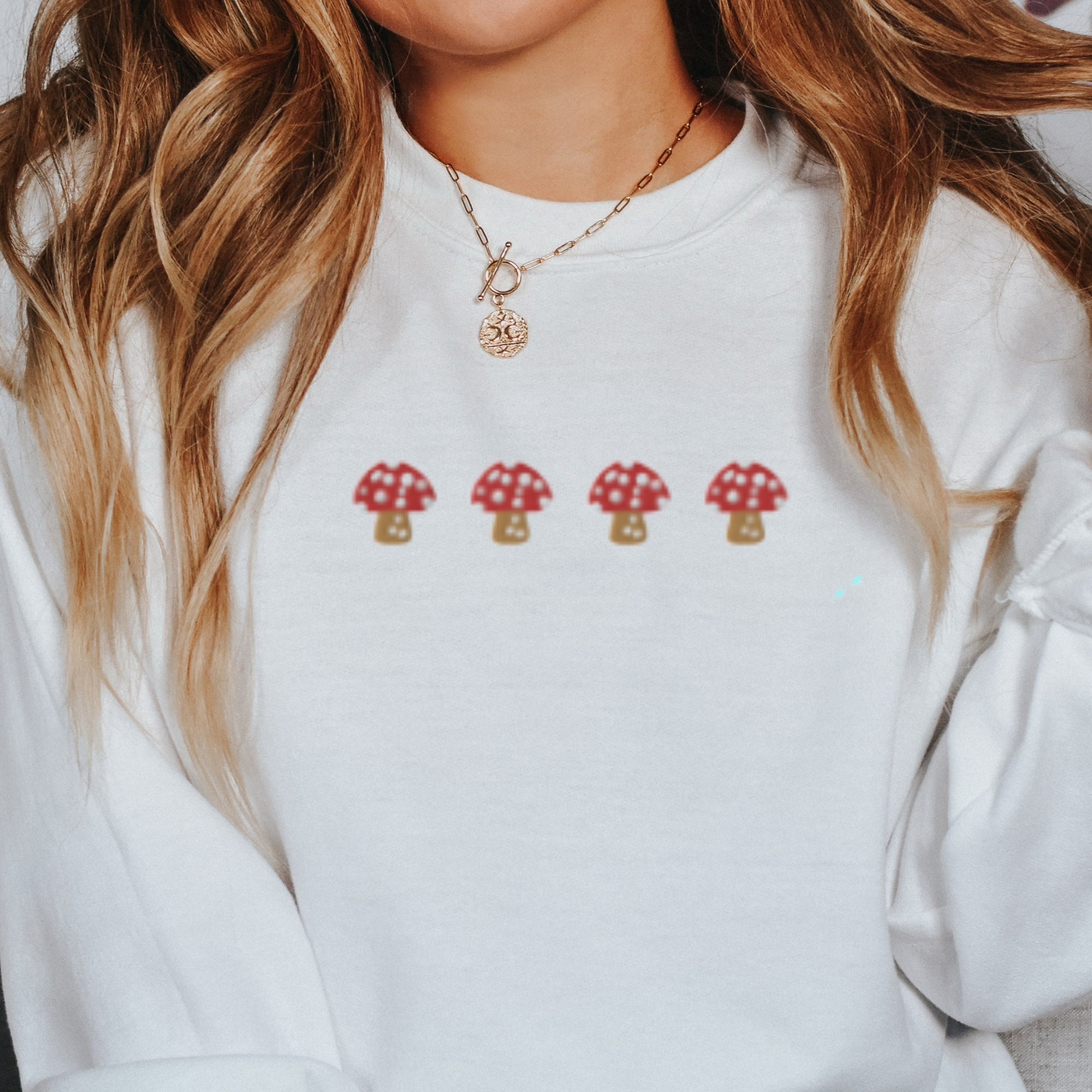 mushroom daisy sweatshirt red main image 0