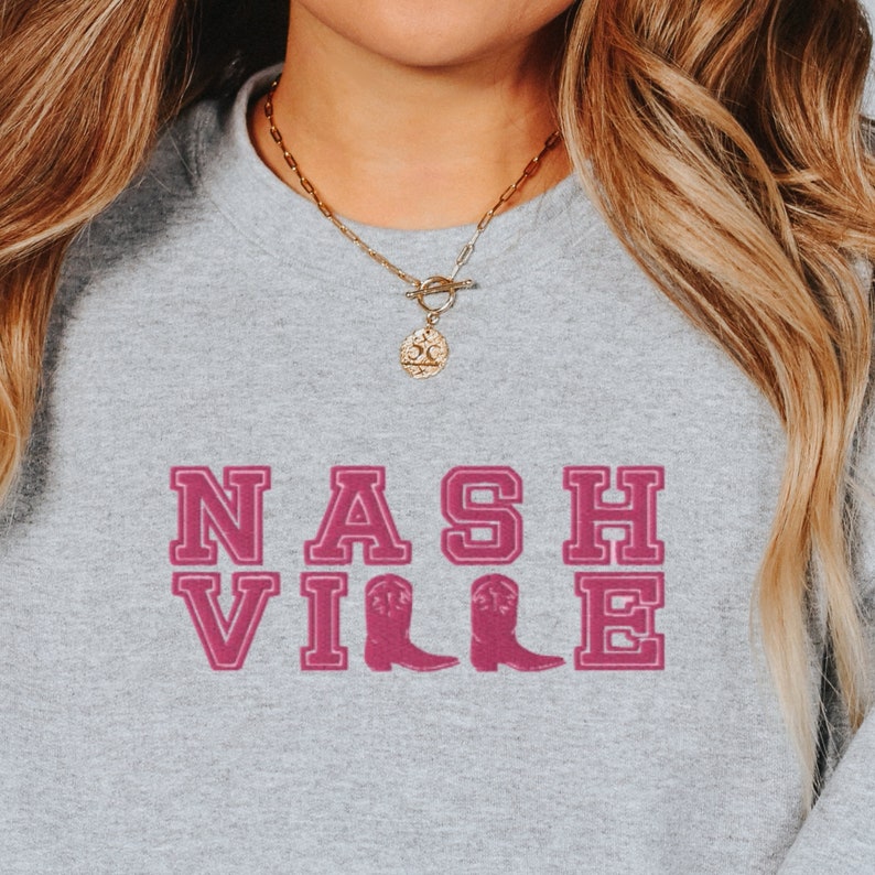 Embroidered Nashville, Nashville Bachelorette, Nash Sweatshirt, Trendy Nashville, Nashville Outfit, Western Aesthetic, Nashville Sweatshirt image 2