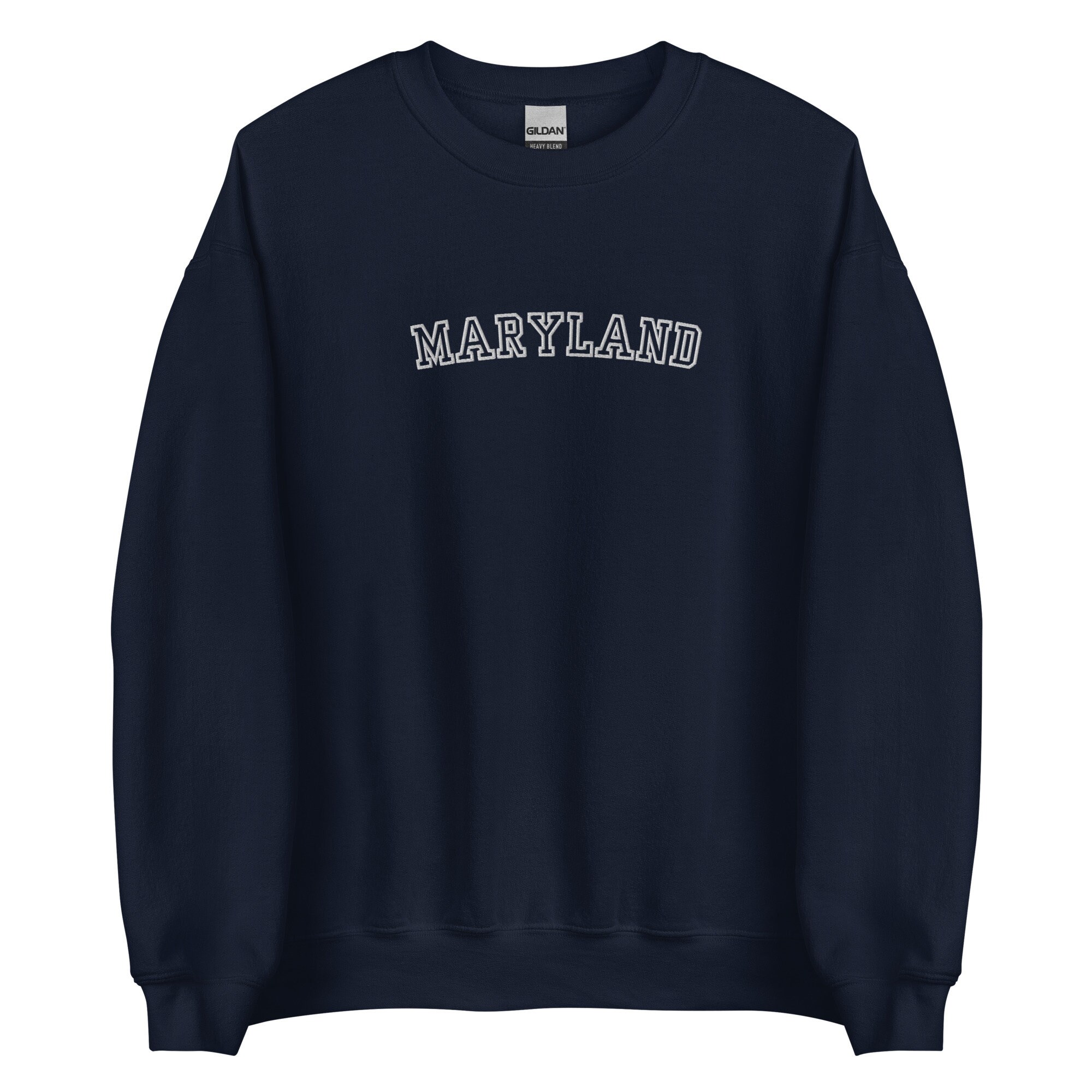 【MODERNIF】Maryland Lettering Sweatshirt Embroidered Maryland Sweatshirt, Embroidered Maryland