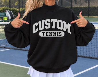 Custom Tennis Mockneck, Personalized Tennis Team Sweatshirt, Gift for Tennis Player, Matching Tennis Team Mocknecks, Tennis Gift