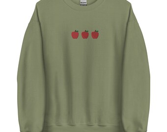 Embroidered Apple Sweatshirt, Embroidered Teacher Crewneck