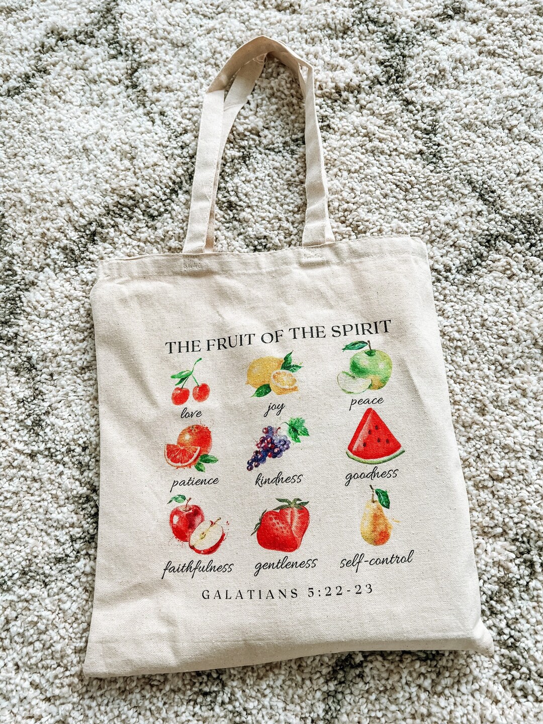 CafePress 'Fruit Of The Spirit' Canvas Tote Bag - Reusable Natural Cotton Shopping Bag With Multiple Sizes