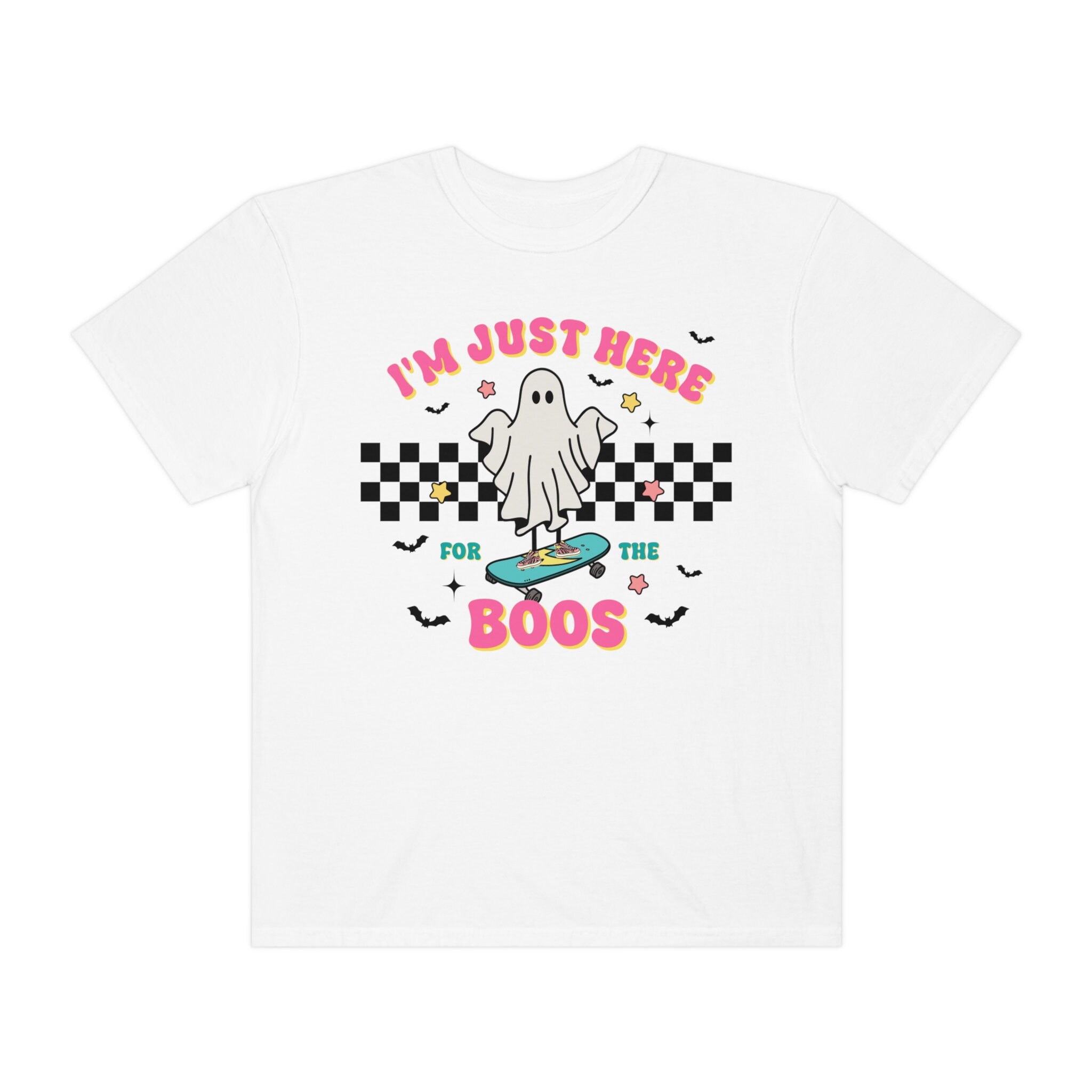 Discover  Checkered Halloween Ghost Shirt Here for the Boos Oversized  Shirt Preppy Halloween Shirt Trendy Oversized