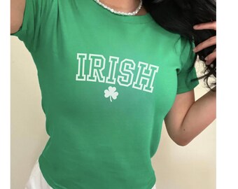 Trendy Irish St Patricks Day Baby Tshirt, Preppy St Patricks Baby Tee, Y2K St Pattys Tshirt, Cute St Patricks Shirt for Party, Irish Tshirt