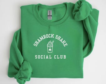 Embroidered Shamrock Shake Social Club Sweatshirt, Embroidered St Patricks Day Crewneck, St Pattys Day Embroidered Shirt, Embroidered Clover