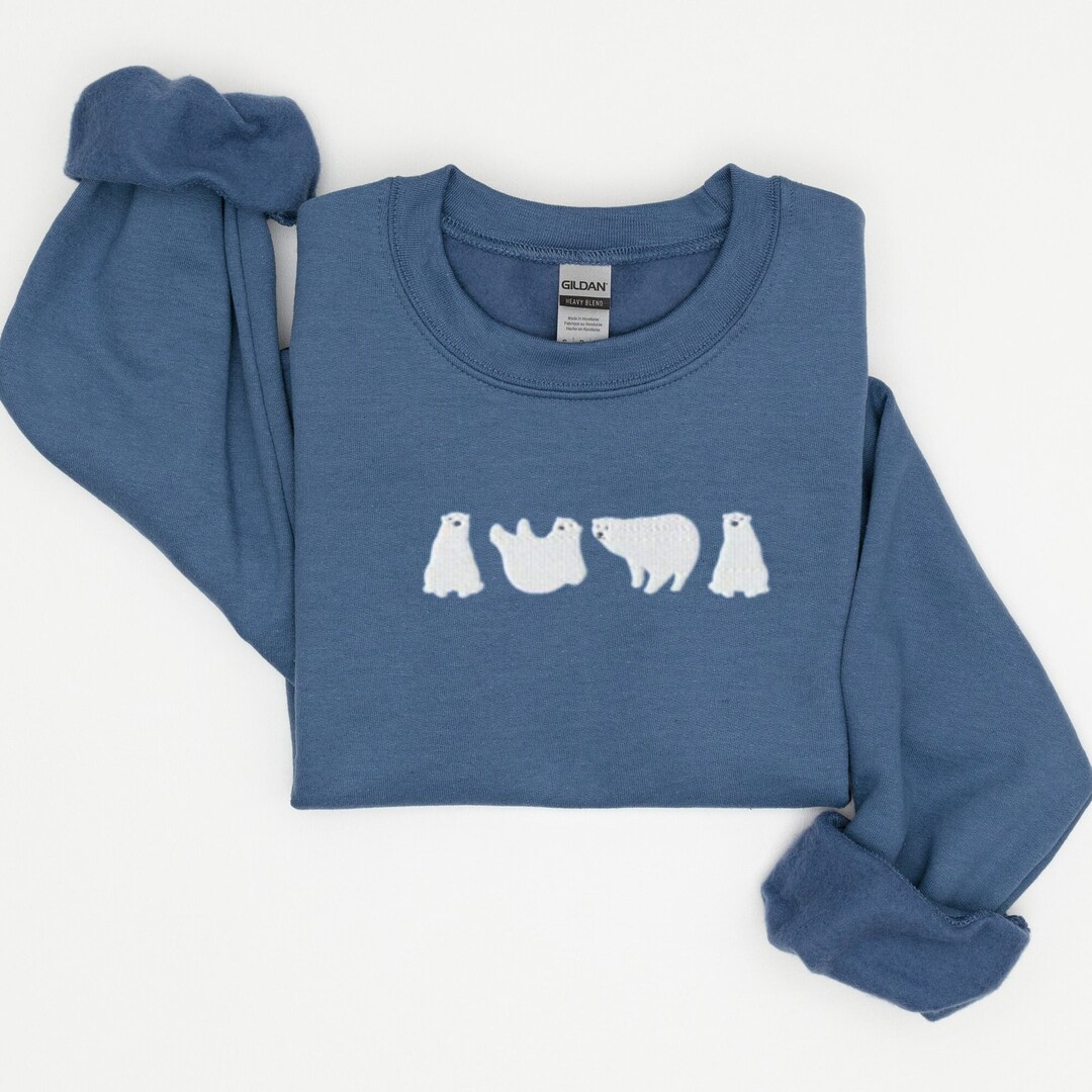 [GRAVER]★24FW★韓国人気★ICE POLAR BEAR SWEATSHIRT Embroidered Polar Bear Sweatshirt, Polar Bear Crewneck
