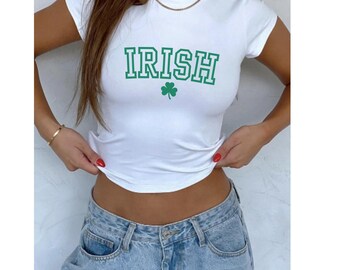 Trendy Irish St Patricks Day Baby Tshirt, Preppy St Patricks Baby Tee, Y2K St Pattys Tshirt, Cute St Patricks Shirt for Party, Irish Tshirt