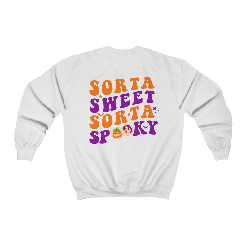 Halloween Cookie Sweatshirt, Halloween Cookie Print Crewneck, Sorta Sweet Sorta Spooky Sweatshirt, Retro Halloween Sweatshirt, Y2K Halloween image 2