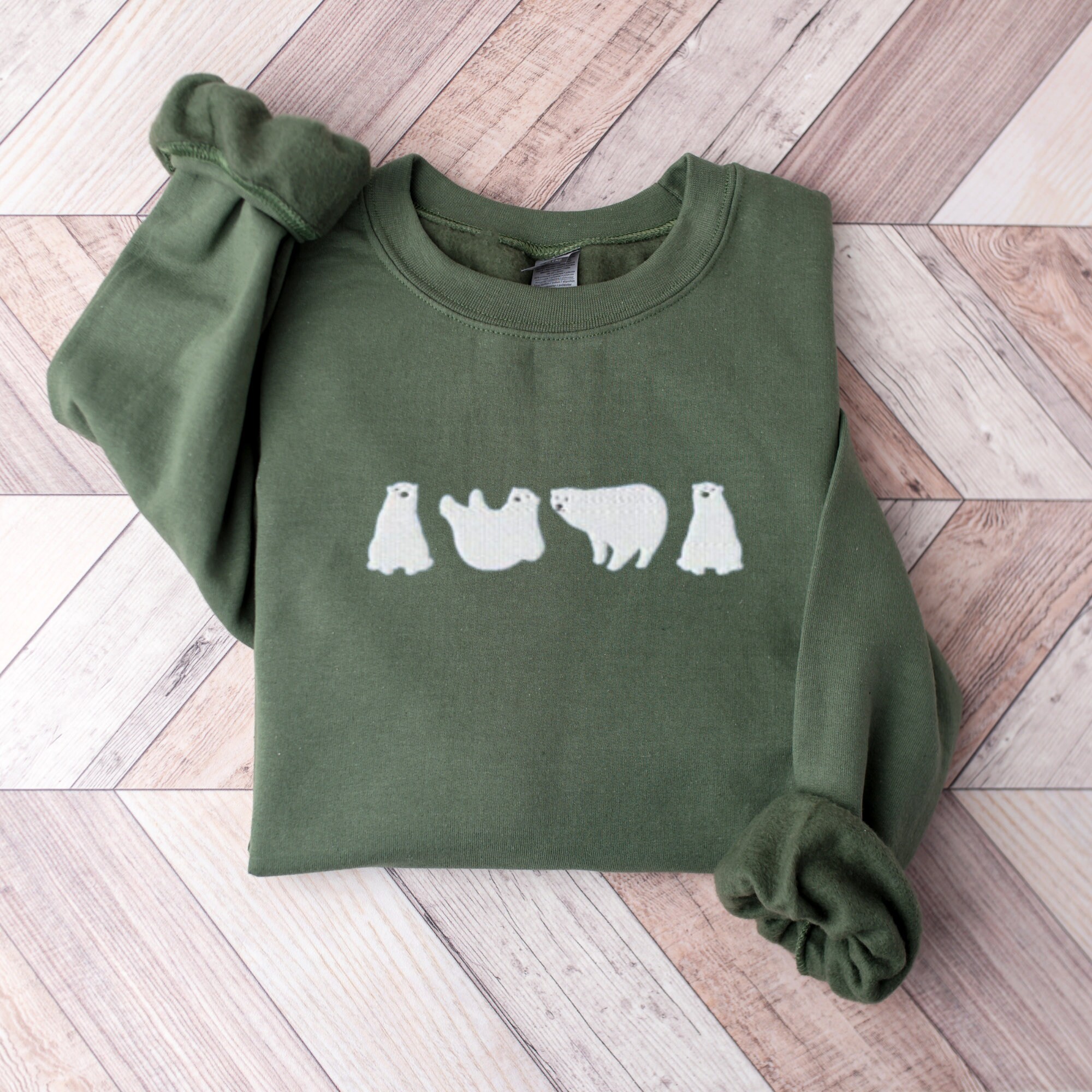 Embroidered Polar Bear Sweatshirt, Polar Bear Crewneck