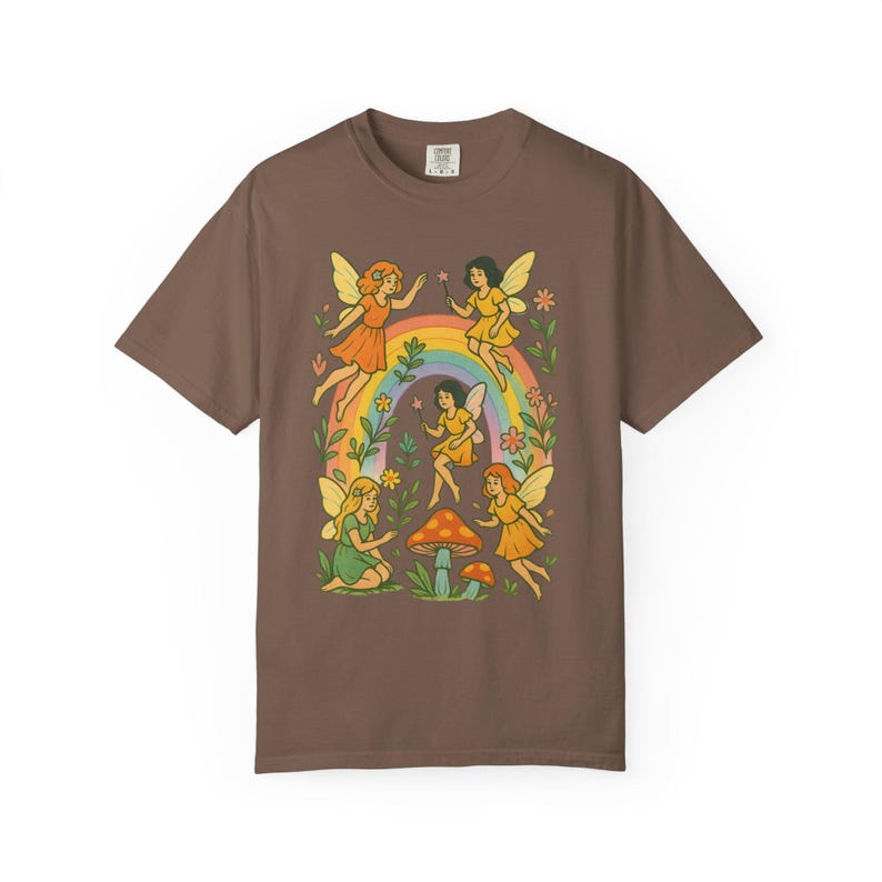 Comfort Colors Fairy Shirt, 70s Aesthetic Rainbow Fairies Shirt, Vintage Fairy T-Shirt, Fairy Grunge Shirt, Edgy Hippy Oversized Shirt image 9